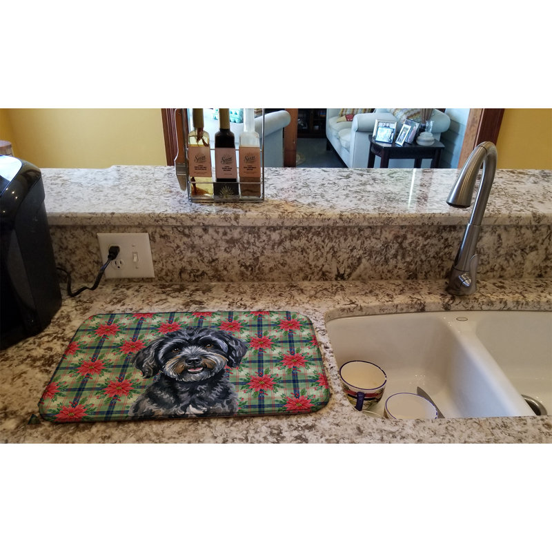 Tapis de vaisselle Black Havanais Christmas Poinsettias