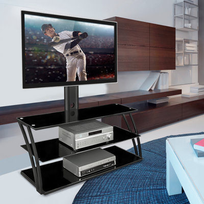 Mount-It! TV Stand with Mount and Storage Shelves | Entertainment Center Fits 32 to 60 Inch Screens