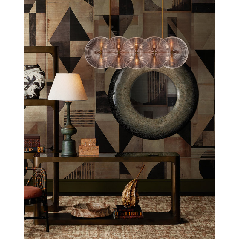 Lustre rectangulaire 10 lumières Whirlwind, Rose pâle