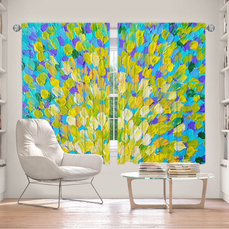 Room Darkening Curtain Pair, 56" W x 78" L, Yellow/Green/Blue/Purple