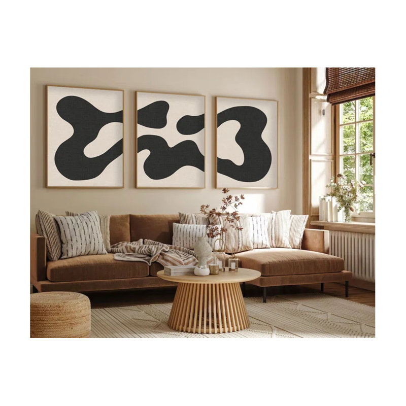 Élégante peinture décorative en panneau de fibres à densité moyenne (3 pièces), 19,7 po x 27,6 po chacune | 100% panneau de fibres à densité moyenne avec une épaisseur de 0,1 pouce, structure en bois massif (épaisseur: 1,0 pouce) | Parfait pour le salon, la chambre à coucher et le bureau