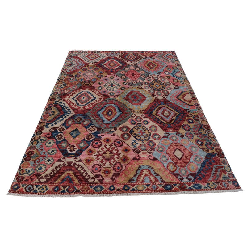 High-Quality Hand-Knotted Pink And Red Area Rug