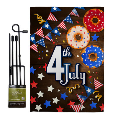Double Sided 18.5'' H x 13'' W Polyester Independence Day Flag Set