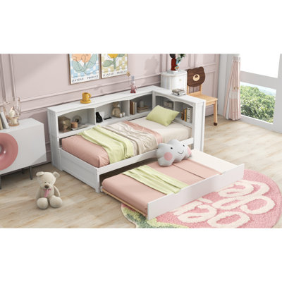 Lit de jour avec armoires de rangement et ports USB