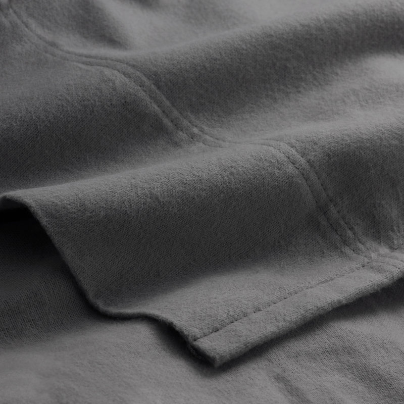 100% Cotton Flannel Sheet Set, Gray, Full XL Sheet Set with 2 Pillowcases