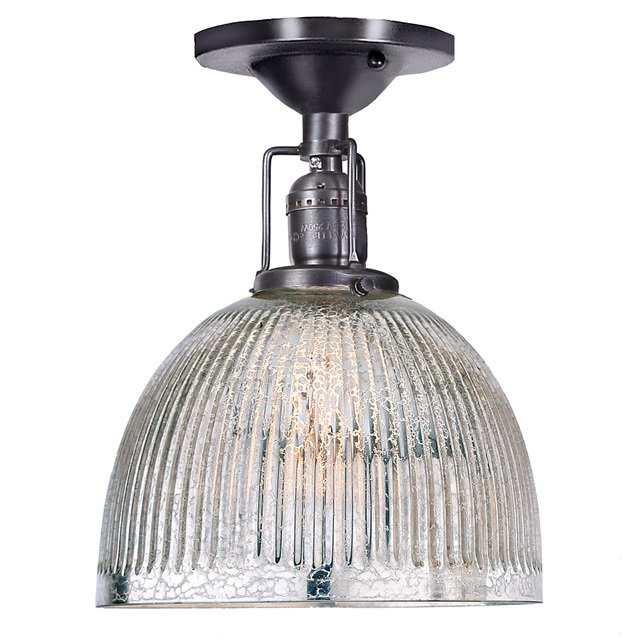 Shumway Glass Semi Flush Mount, Rubbed Brass