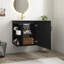 Meuble-lavabo mural noir de 20 po avec armoire latérale, porte à fermeture en douceur, meuble-lavabo moderne avec lavabo en céramique-340570069