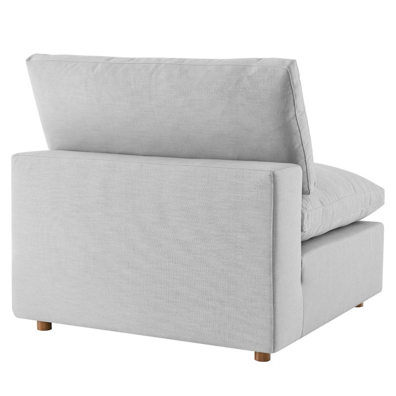 Commix Down-Filled Overstuffed Upholstered Sectional Sofa, Armless Chair by Modway, Light Gray 100% Polyester