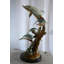 Scène de mer bronze avec dauphins et fontaines perdues 22 po x 18 po x H 37 po