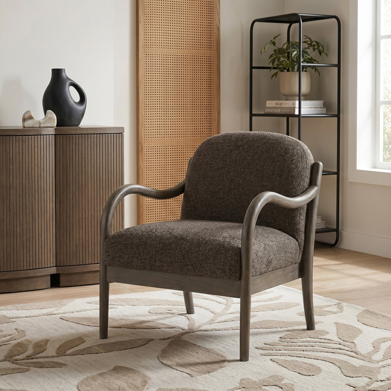 Fauteuil d'appoint Helmsley, Tissu en polyester brun, Brun