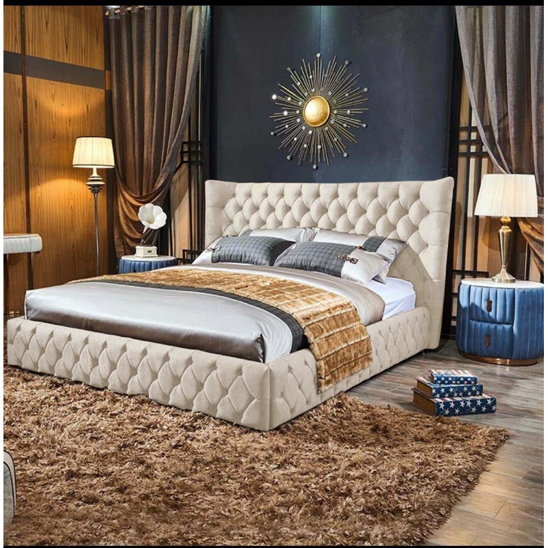 Buckingham Upholstered Ottoman Storage Bed, Cream, Single (3')