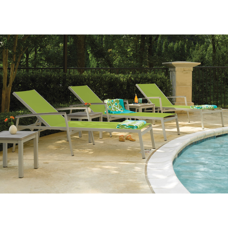 Travira 8 Piece Chaise Lounge Set, Go Green, Teakwood Vintage