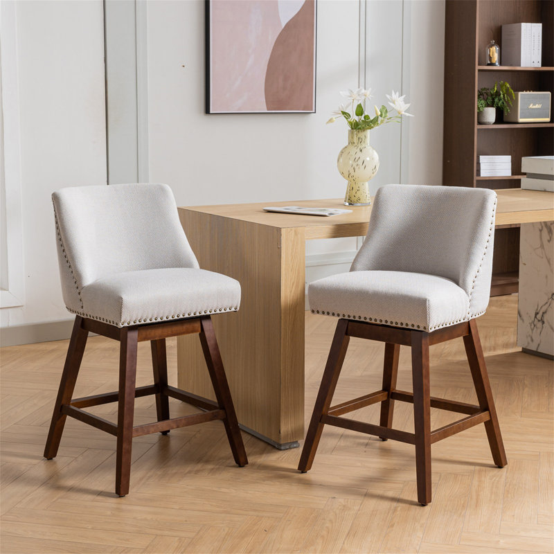 Counter Height Swivel Barstools, Beige