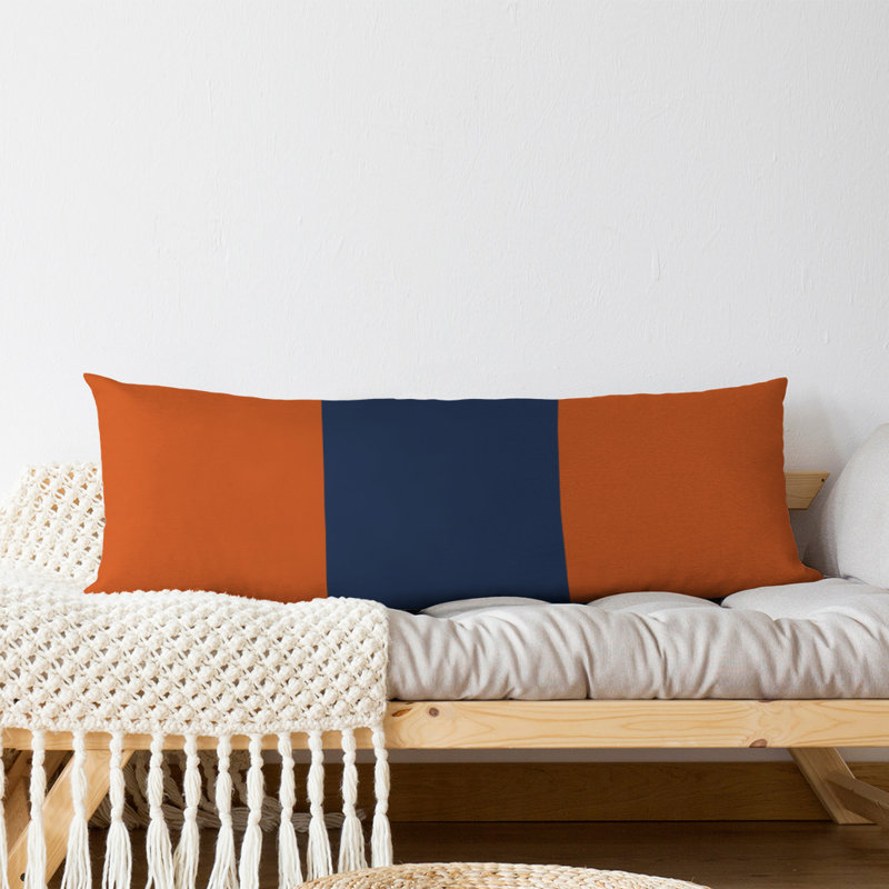 Polyester Medium Pillow, Orange/Navy/Orange, Adairsville