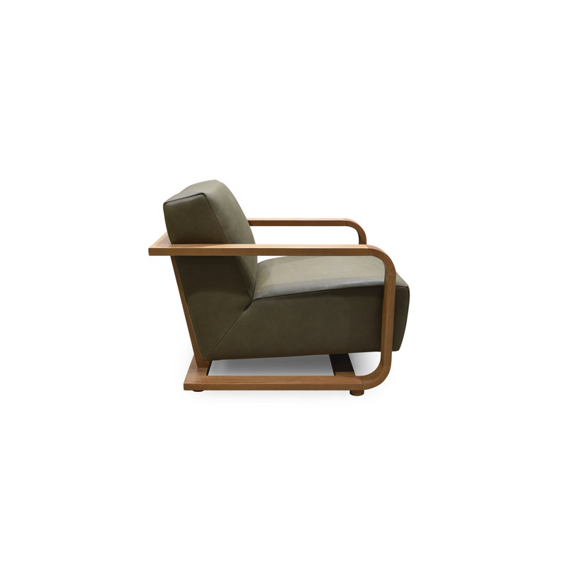 Eckersley Lounge Chair Olive Leather, Green