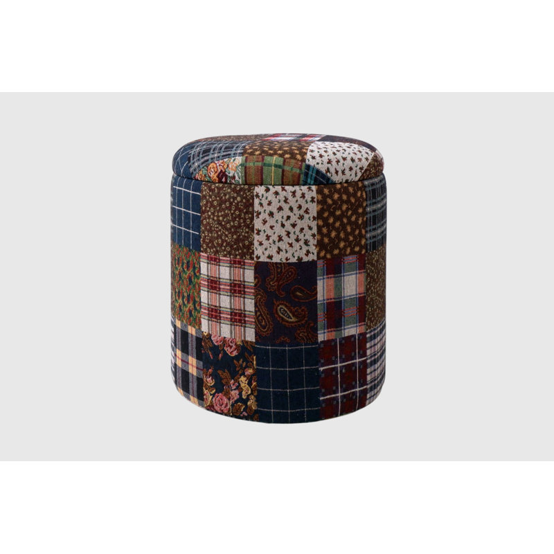 Hugh 40cm Wide Patchwork Footstool Ottoman
