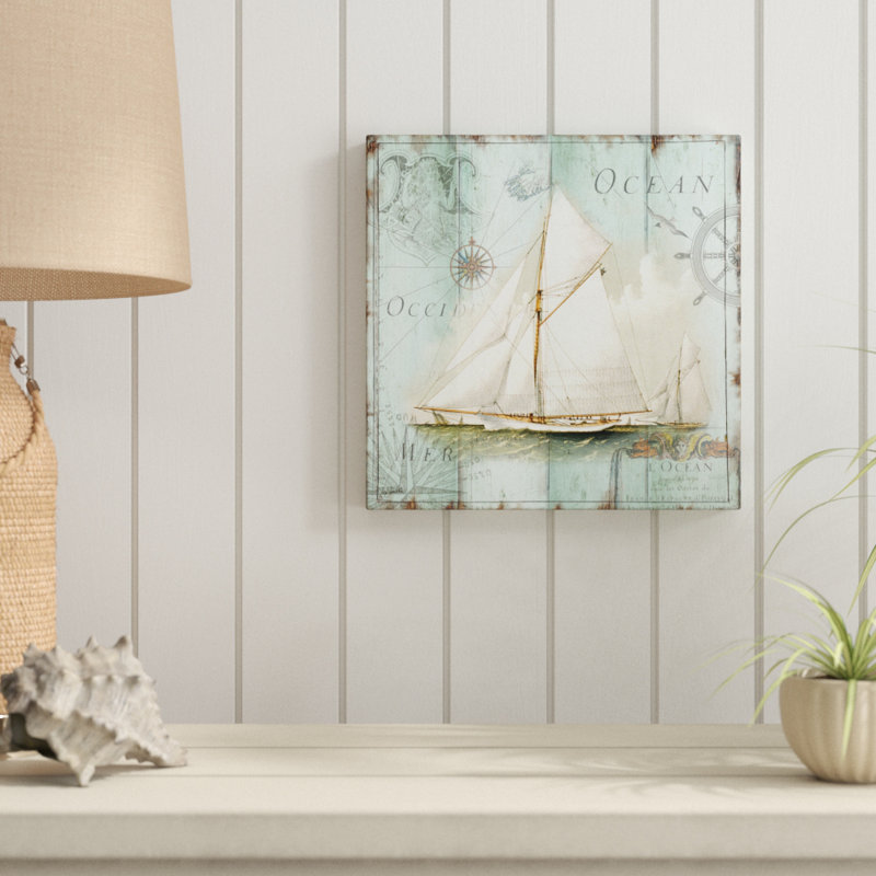La Mer Shore Boat 1 Piece Wrapped Canvas Wall Art, 30.48cm H x 30.48cm W
