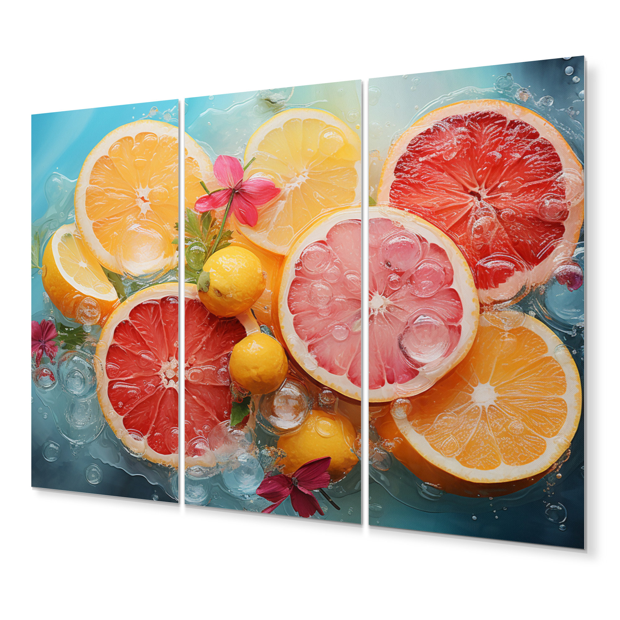 Ebern Designs Tropical Citrus IV Fruits Metal Wall Art Prints Set