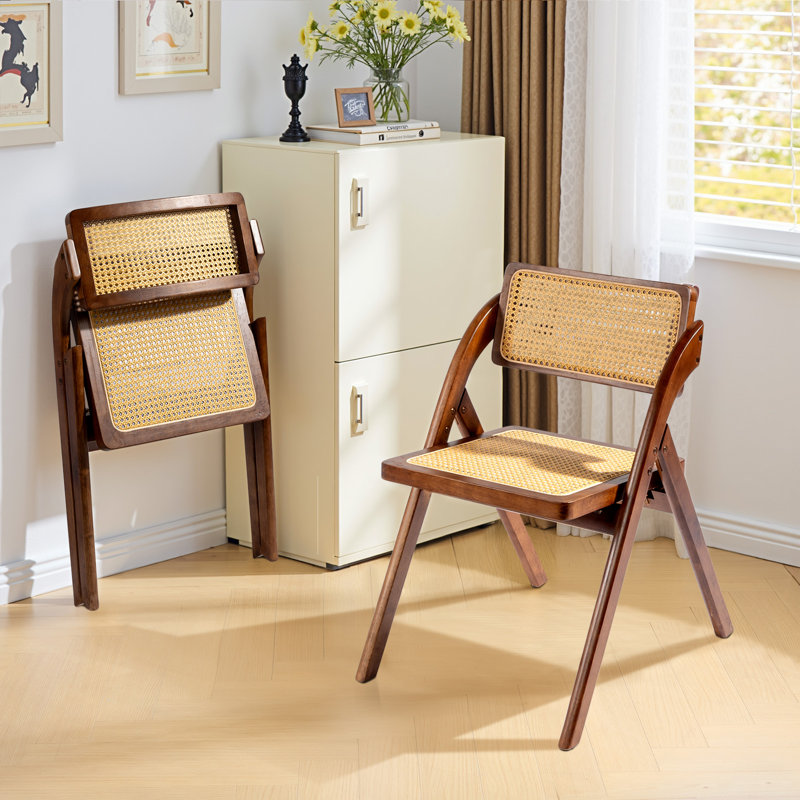 Wood Armless Folding Chairs(Set Of 2), Walnut
