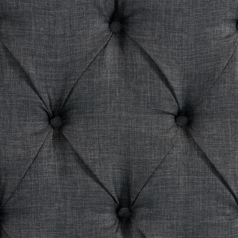 Upholstered Low Profile Standard Bed, King, Charcoal Gray