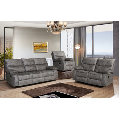 Zoeya 2 Piece Sofa and Loveseat Manual Reclining Living Room Set