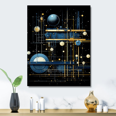 Black And Blue Temporal Trajectory - Geometric Metal Wall Art