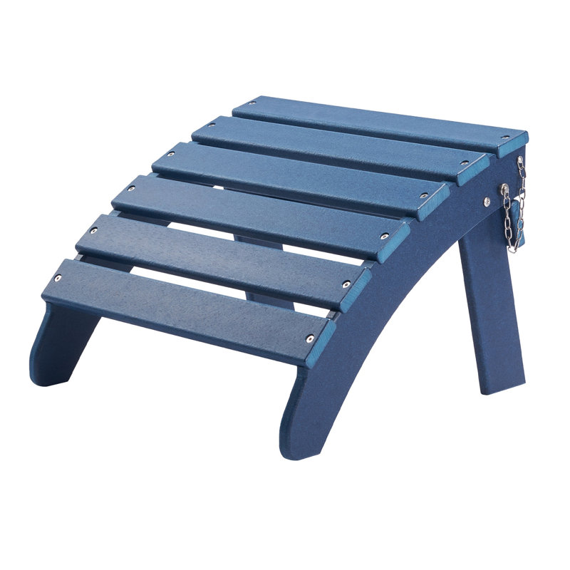 Adirondack Ottoman 18.7L X 18.9W X 13.8H Inch HDPE Folding Patio Footrest Blue