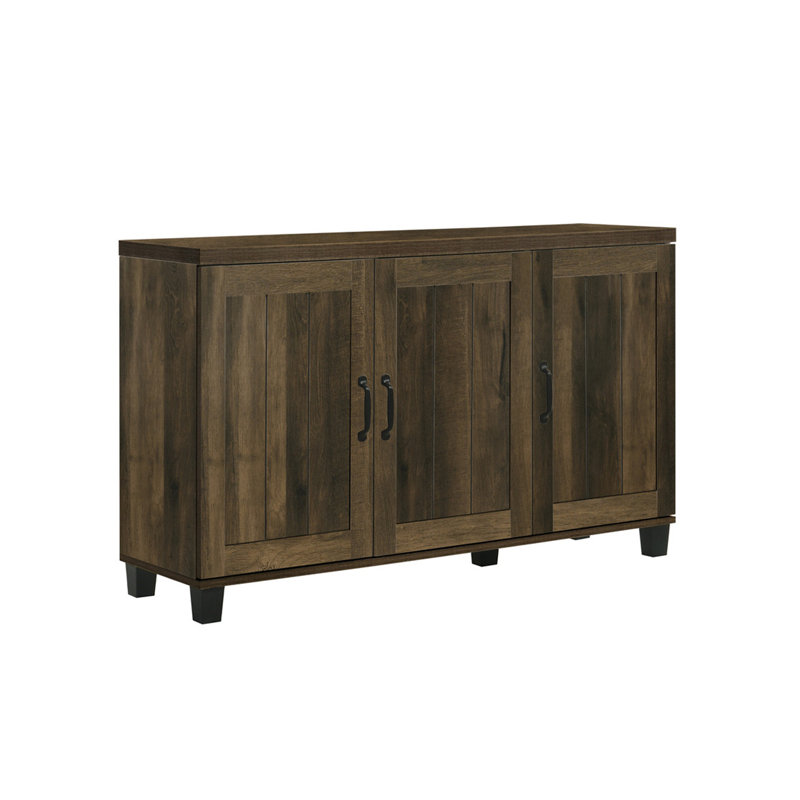 Corby 45"W Dark Dusty Oak Finish 3-Door Shoe Cabinet, Dark Oak