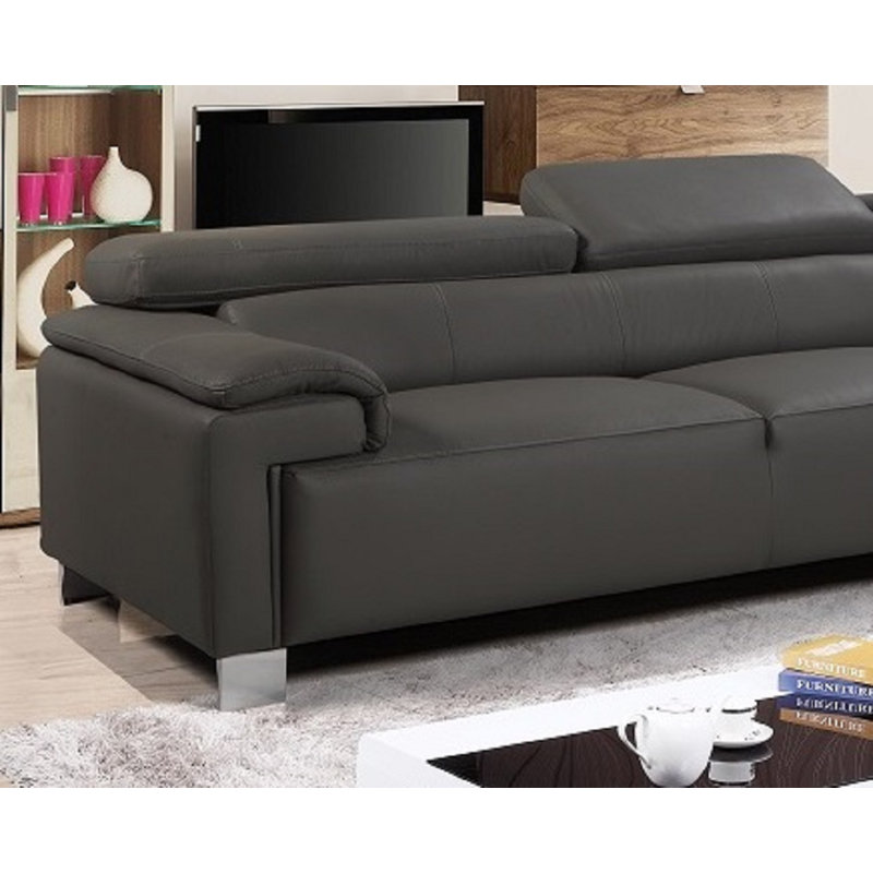 Ashauntae Leather Corner Sofa, Right Hand Facing, Grey