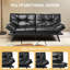 71" Faux Leather Futon Sofa Bed with Adjustable Arms for Living Room-363706049