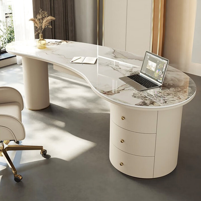 Modern Minimalist Desk Sintered Stone Desktop, 29.53” H x 62.99 ”W x 27.56 ”W