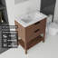 Meuble-lavabo autoportant avec lavabo en céramique intégré et rangement à fermeture en douceur-133668172