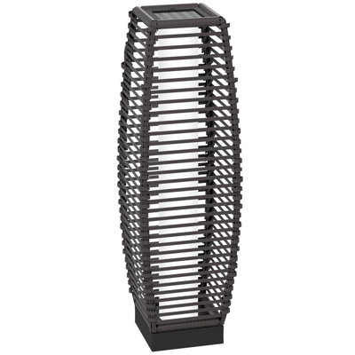 Brindusa Rattan Solar Floor Lamp Outdoor Garden Lantern Pathway 68cm Grey