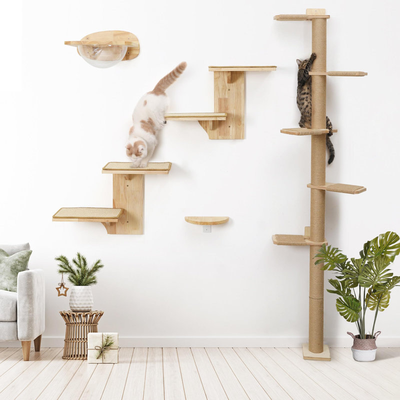 5 Tier Tall Cat Tree, Wall-Mounted Cat Scratching Post