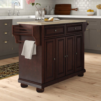 Monty 52 " W Kitchen Island with Birch Solid Wood Top