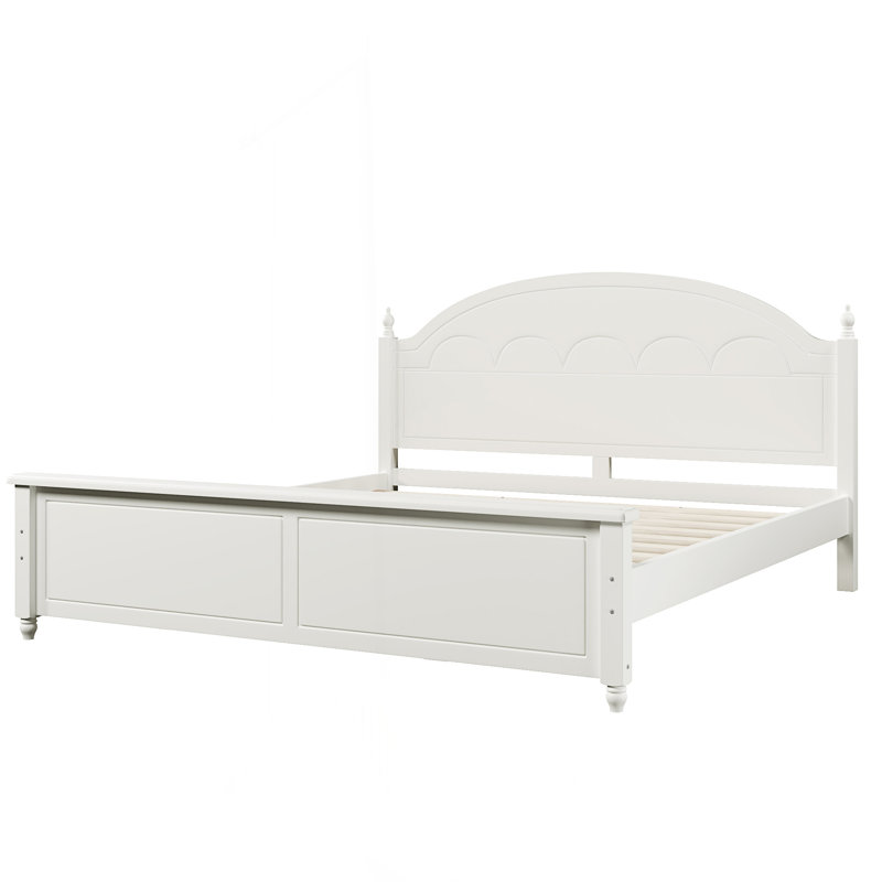 Structure de lit grand avec tête de lit arquée, Blanc