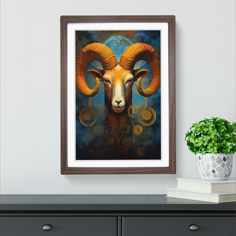 Aries Zodiac Modern No.2 - Framed Print, Walnut Framed, 46cm H x 34cm W x 2cm D