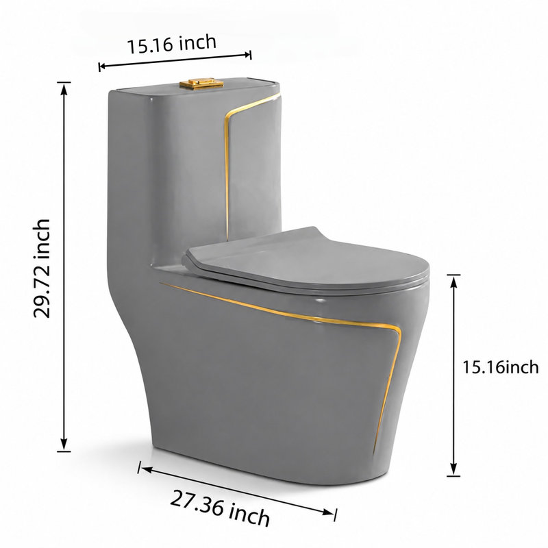 Toilette allongée monopièce à double chasse (siège inclus)