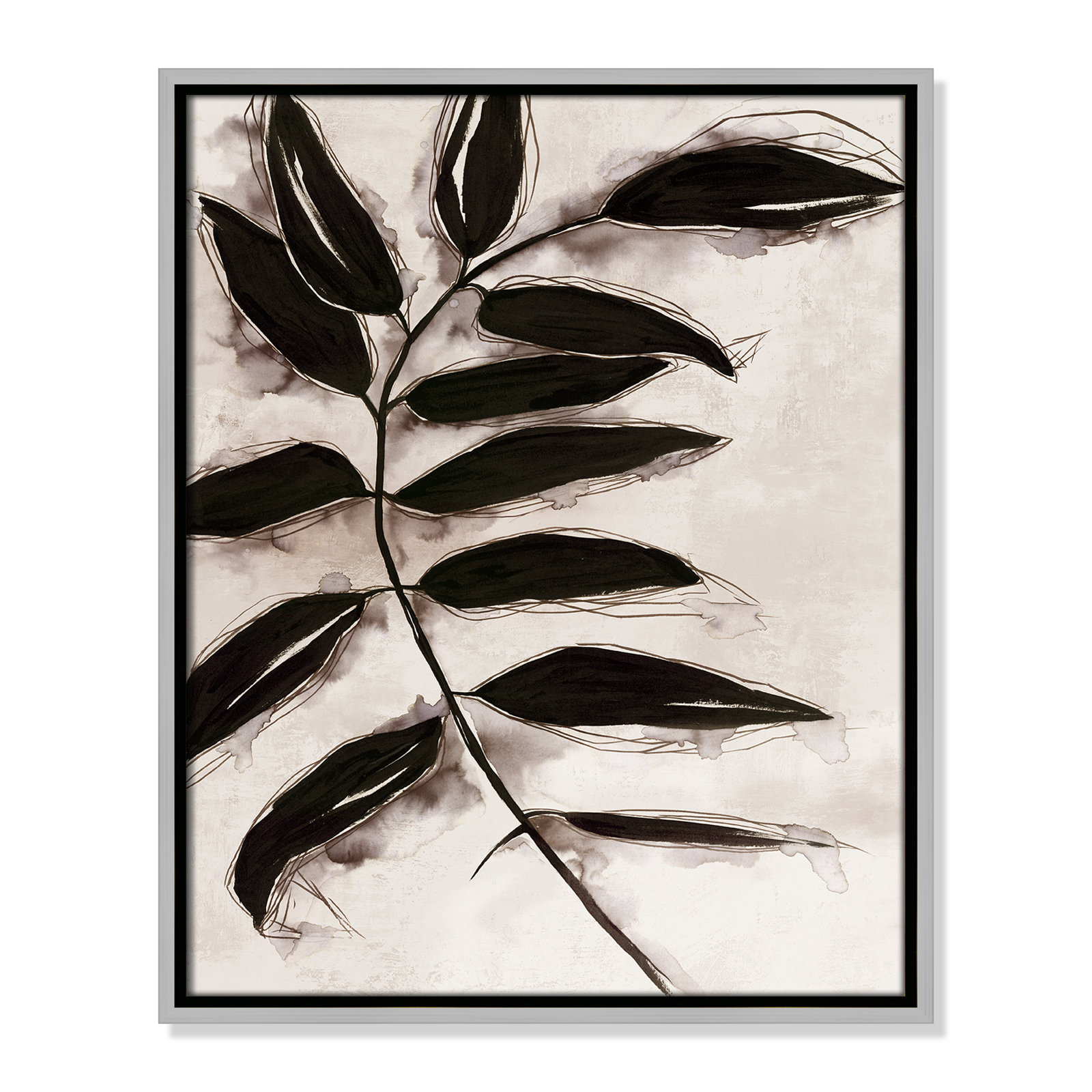 Leaves II by Eva Watts, 21.5" H x 17.5" W x 2" D, Silver Framed