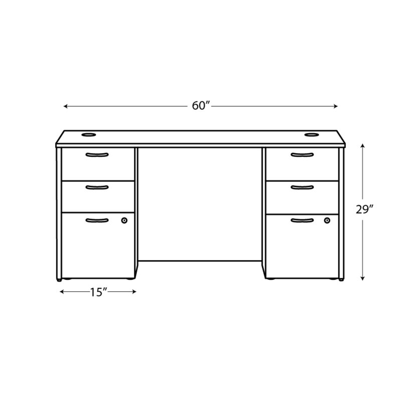 Bureau double caisson Mod 60 ", Noyer sépia