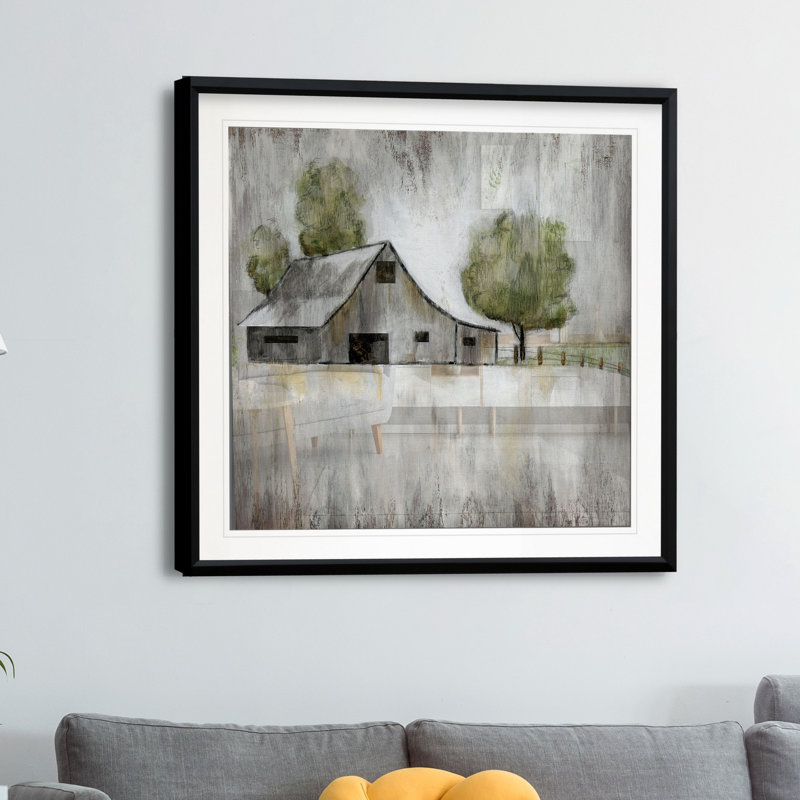" Weathered Barn ", Framed Print, 30.5" H x 30.5" W, Black Plastic