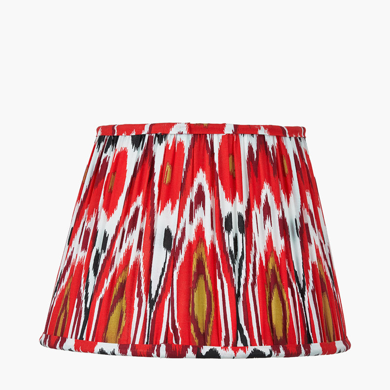 Pleated Cotton Cylinder Shade, Red, 21cm H x 30cm W x 30cm D