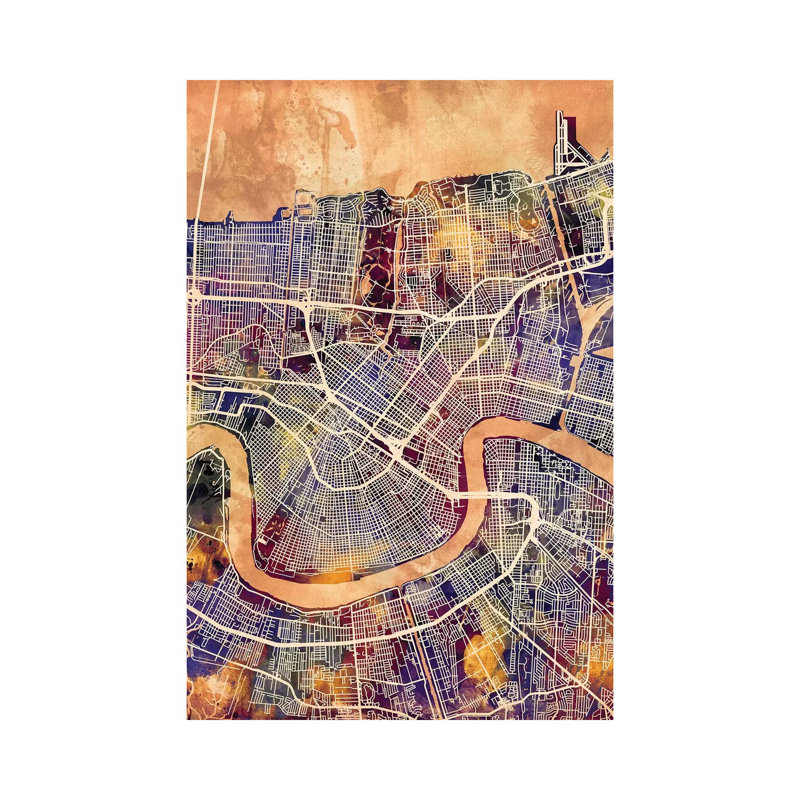 New Orleans Street Map II by Michael Tompsett - Wrapped Canvas Gallery-Wrapped Canvas Giclée