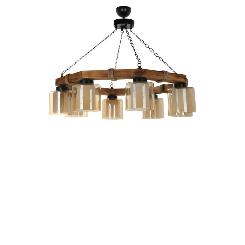 Lustre unique à 8 lumières Kip, Brun