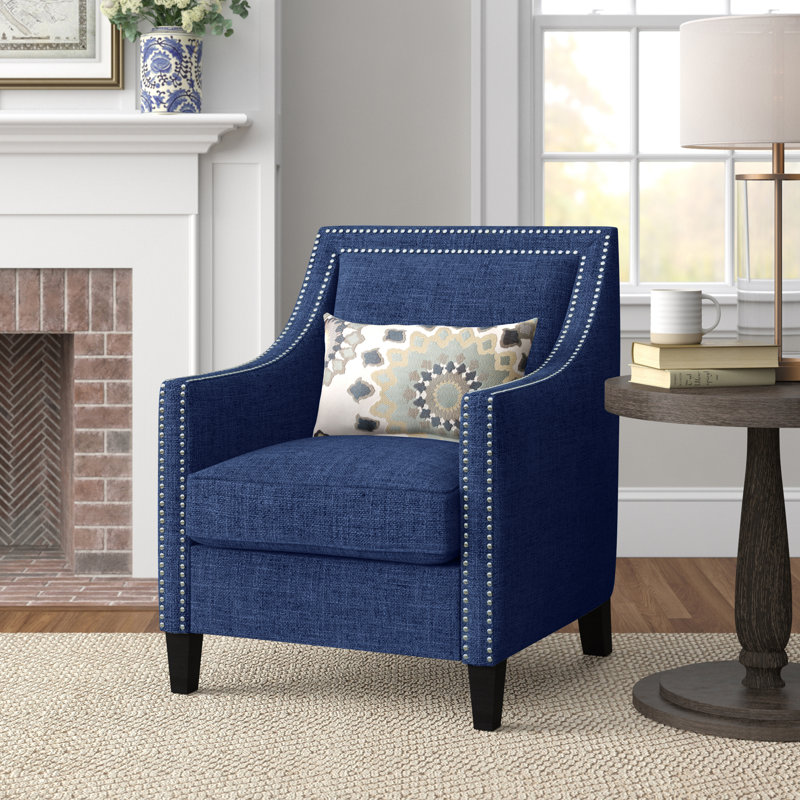 Damira Upholstered Accent Chair, Blue Chenille