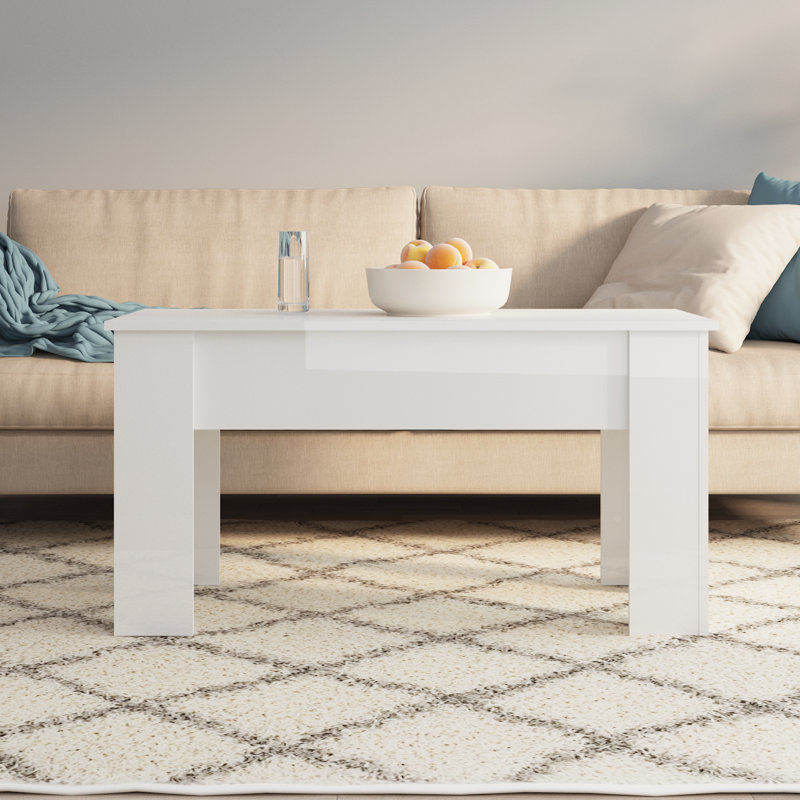 Hutt Lift Top Four Leg Coffee Table with Storage, Black, 52cm H x 101cm W x 49cm D