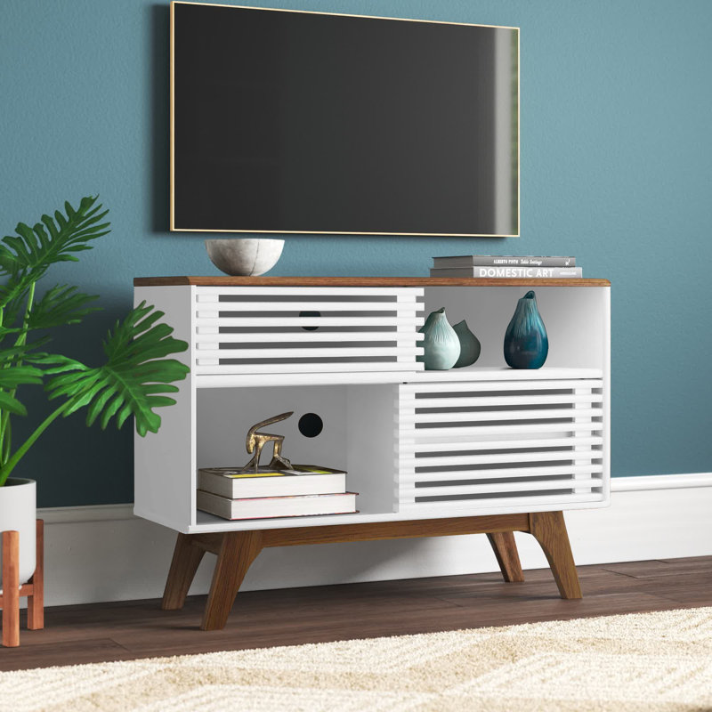 Render Two-Tier Display Stand, Walnut/White