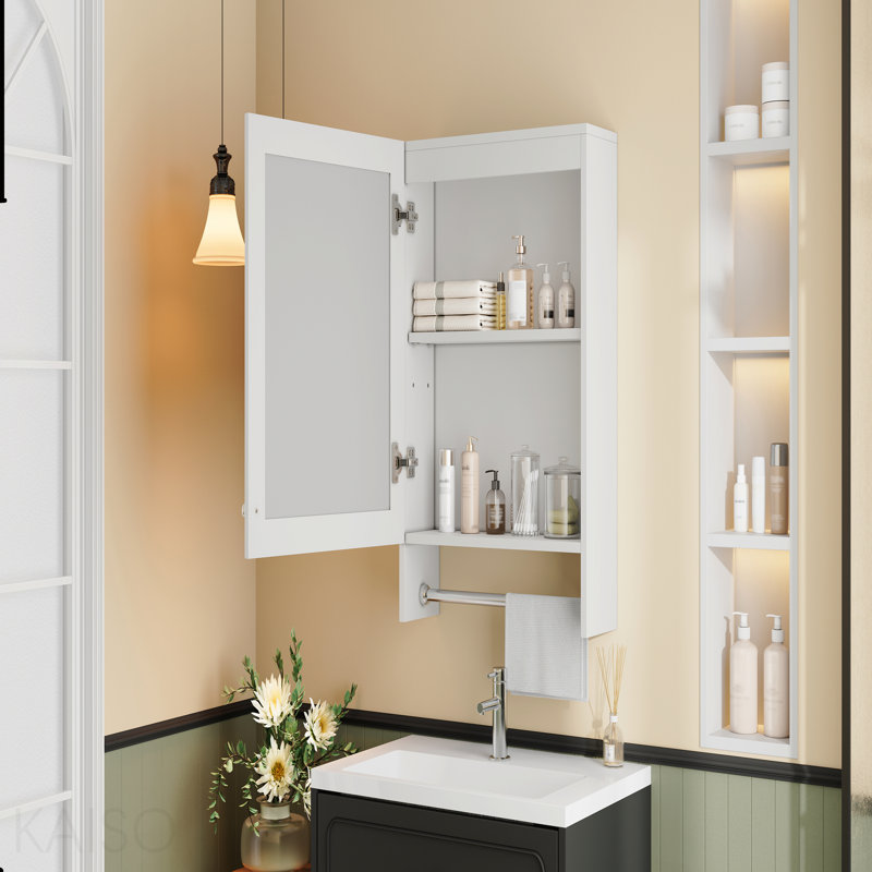 Armoire de toilette 3 en 1, armoire à pharmacie murale de 20 pouces avec tablette réglable et porte à fermeture en douceur, miroir haute définition avec rangement pour meuble-lavabo de salle de bain