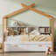 Cadre de lit maison en bois blanc-1305449646