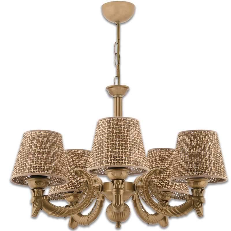 Lustre classique / traditionnel 5 lumières, Brun, Doré